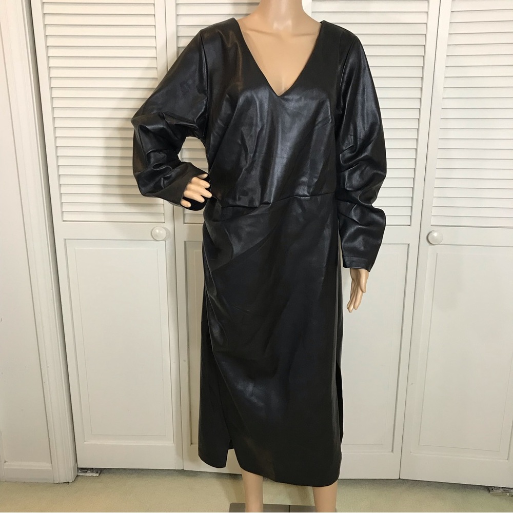 NWT Eloquii Faux Leather Dress With High Slit Size 18 - Picture 6 of 16